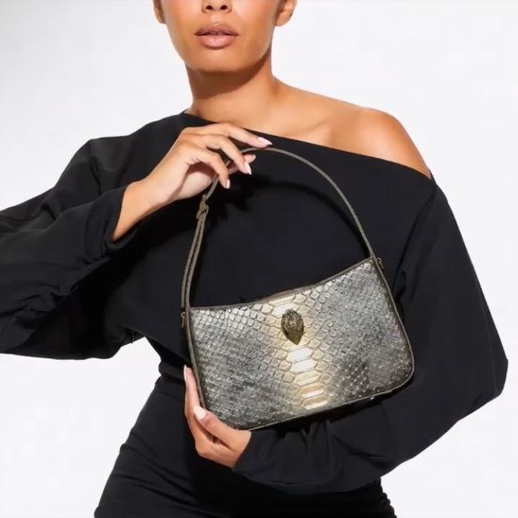 Kurt Geiger NWT Bond Snake Embossed Bronze Sparkle w Dustbag - Picture 7 of 10